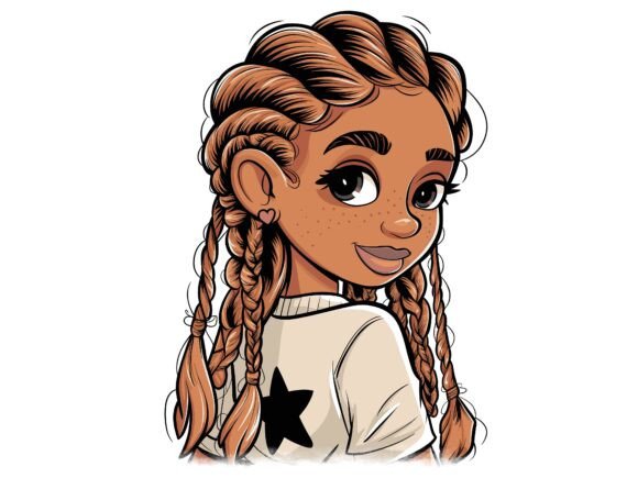 Afro Braids Girl Natural Freckles: A Versatile Graphics Asset for T-Shirt Designs & Publishing