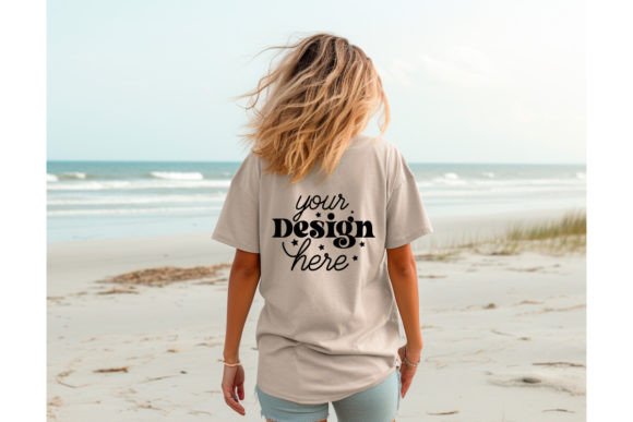 Back Natural Bella Canvas 3001 Mockup 24 for Graphics & T-Shirts