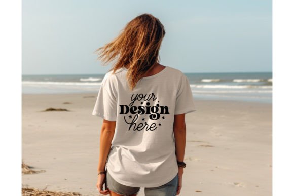 Back Natural Bella Canvas 3001 Mockup for T-Shirt Graphics