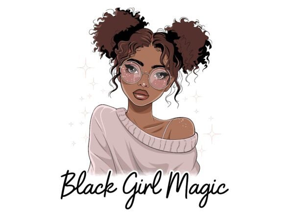 Black Girl Magic Natural Curls Glasses as a Versatile Graphic Design Asset